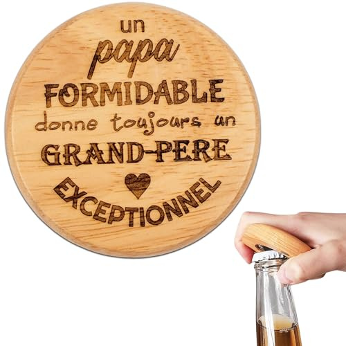 ERNESTINE - Décapsuleur magnétique Papi - idée annonce grossesse papi originale - cadeau fête des grands-pères - cadeau papy accessoire homme - ouvre bouteille famille - cadeaux anniversaire Noël