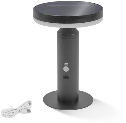 Esotec Solar Tischlampe Leselampe kabellos outdoor Aliano, Sensortaster, 36 LEDs, Akku LiFePO4, warmweiß 3000K, Solarlampen für außen Tisch, winterfest, wetterfest, 102772