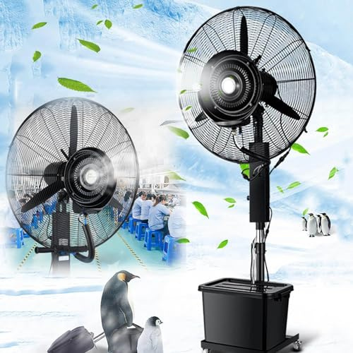 22 26 30 Patio Misting Fans - Outdoor Cooling Pedestal Fan with 90° Oscillation & 11 Gal Standalone Tank for Residential & Industrial Use, Perfect for Greenhouses