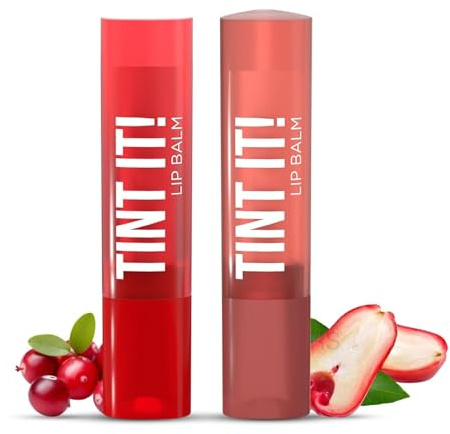 Tint it! Lip Balm Combo Pack of 2 (Rose Apple & Cranberry) | Everyday Hydration with Vitamin E, Shea Butter, Avocado Oil & SPF 15 | 3.5g Each
