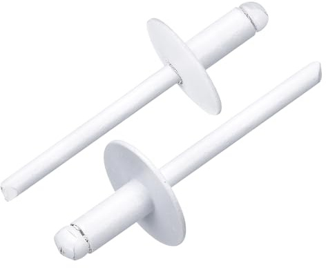 QUARKZMAN 50Pz Rivetti Ciechi In Alluminio 3/16x3/8, Impugnatura In Alluminio E Puntale In Acciaio, Rivetti A Flangia Larga Per Metallo, Mobili, Auto, Bianco