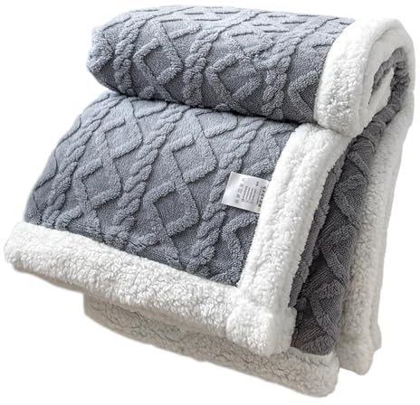 SH-RuiDu Coperta jacquard spessa a doppio strato, 200 x 230 cm, morbida coperta invernale calda, traspirante, grande coperta spessa per letto e divano