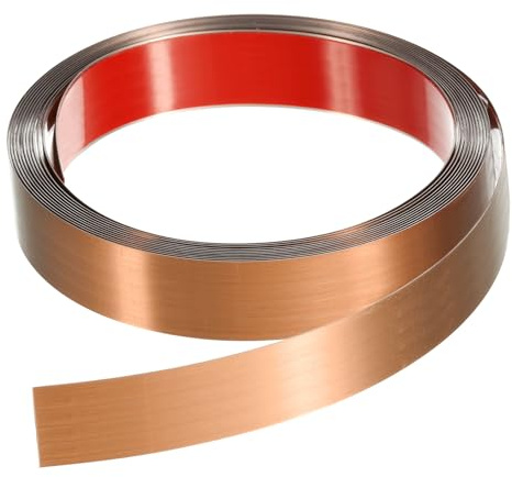 QUARKZMAN 5m x 25mm Zierleisten Selbstklebend, Wandleisten zum Aufkleben und Anbringen von Rahmen, Edelstahlleiste mit gebürstetem Finish für Wand, Decke, Böden, Schrank (Roségold)