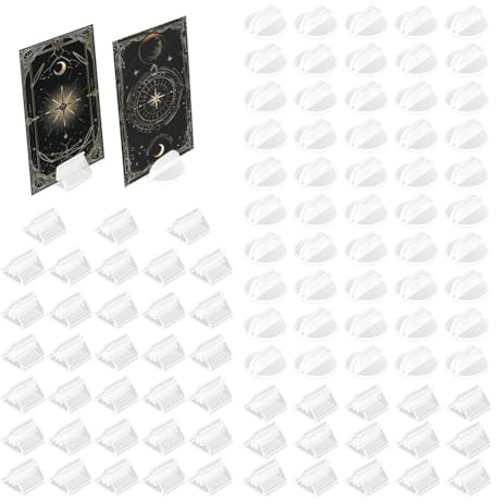 Puthernm Portatarjetas - 98 Portafotos de Plástico Transparente para Mesas, Versátiles Portatarjetas para Números de Mesa y Juegos de Mesa.