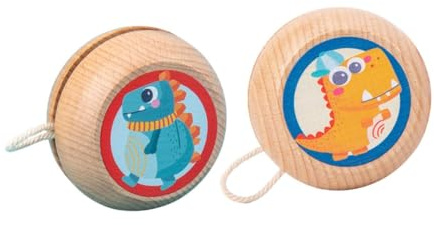 Milisten Yo-yo in Legno per Bambini, Giocattolo Educativo Piccolo e Portatile, Set da 2 Pezzi Design Cartone Animato per Allenamento Coordinazione Occhio-mano e Gioco All'aperto