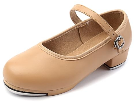 sekiueo Zapatos De Claqué con Correa En El Tobillo Zapatos De Baile De Salón De Cuero PU para Hombres Mujeres Y Niños,Marrón,42 EU