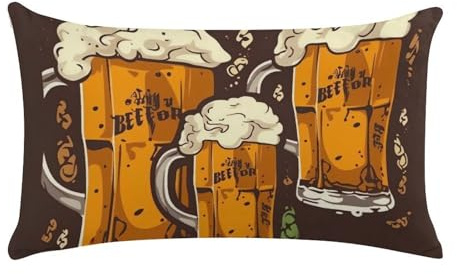 RLDOBOFE Super Soft Fleece Pillow Case Cover Beer Printed Pillowcase for Bed Couch Sofa Bench 12x20 Inches