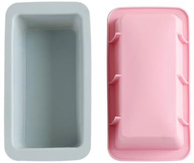 Tofficu Molde de Silicona para Hornear Pan y Pastel, 2 Piezas Rectangulares (azul y Rosa), Molde Antiadherente para Tostadas y Postres, Apto para Horno, Reutilizable y Fácil de Limpiar,