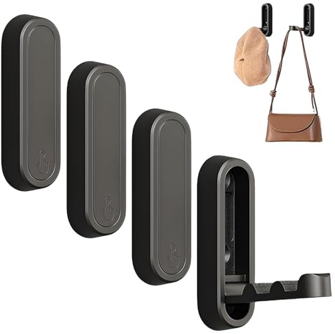 HuiLanYouSheng 73MM Garderobenhaken Schwarz Kleiderhaken 4 Haken Klappbar | Super Durable Alloy Safety Geeignet für Mäntel Taschen und Hüte Haken zum Anschrauben Ggeeignet für Schulen Arbeitsplätze