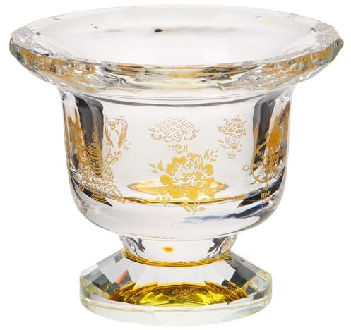 Homoyoyo Coppa d Acqua di Buon Auspicio in Cristallo Color Oro, Resistente e Stabile, Tazza Creativa per Offerta Religiosa a Casa o Tempio