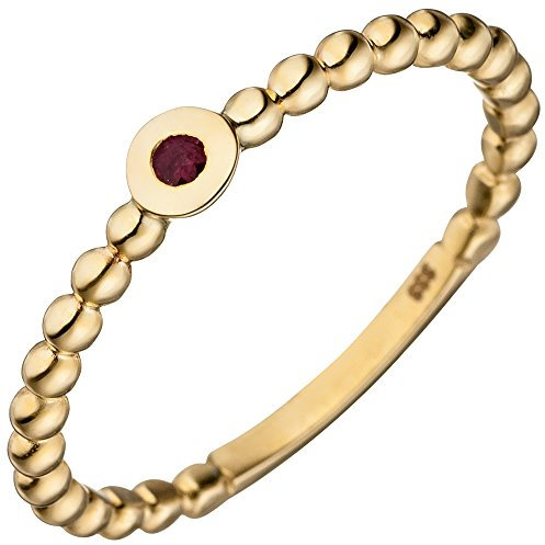 Schmuck Krone Ring Kugelring Damenring mit Rubin rot 333 Gold Gelbgold Goldring Rubinring, Ringgröße:Innenumfang 58mm ~ Ø18.5mm