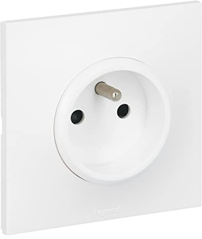 LEGRAND - Prise Electrique Murale avec Terre Neptune - Prise 2P+T Monobloc - Fixation à Griffes/Vis - Blanc