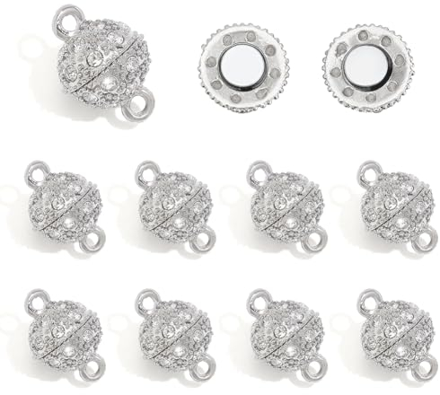 PH PandaHall 10 Sets Legierung Strass Magnet Verschlüsse Magnet Verschlüsse, Magnet Halskette Separator Verschlüsse Schmuck Verschlüsse Halskette Verschlüsse für Halsketten Armband (Platin)
