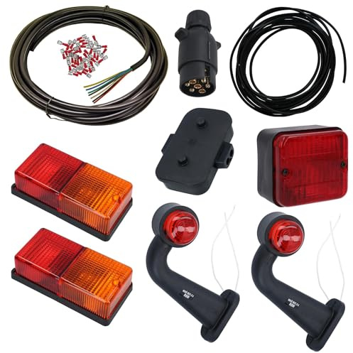 AB Tools 10m Trailer Light Wiring Kit Rear Lights, Side Front Markers, Plug, Junction Box