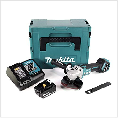 Makita DGA 513 RF1J - Smerigliatrice angolare a batteria 18 V 125 mm Brushless + 1 batteria 3,0 Ah + caricatore + Makpac