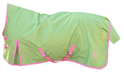 indira Pferdedecke-Winter pro 400g Wasserdicht Ripstop 1200d high-Neck (135 cm, Grün 01 - Pink 01)
