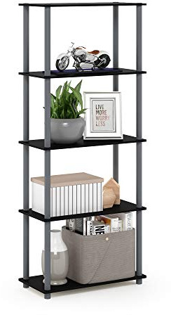 Furinno Turn-N-Tube Espositore multiuso a 5 livelli, Nero/Grigio