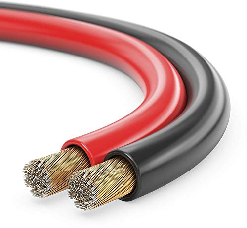 sonero® 20 Meter 2x2,50mm² CCA Lautsprecherkabel / Boxenkabel, Farbe: rot/schwarz