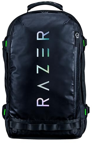 Razer Rogue V3 Backpack (17.3) - Kompakter Reise Rucksack (Fach für Laptop bis 15 Zoll, Abriebfest, Außenhülle aus Polyester) Schwarz/Chroma