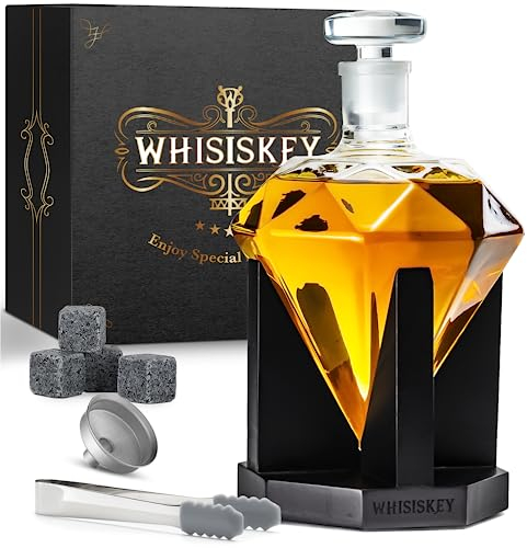 WHISISKEY Carafe Whisky - Carafe à Whisky - 700ML - Coffret Cadeau Homme - Coffret Whisky Luxueux - Idee Noel - Decanter avec 4 Pierre a Whisky, Whiskey Accessories