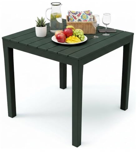 Dmora - Tavolo da esterno Vicenza, Tavolo quadrato da giardino, Tavolino fisso indoor e outdoor, 100% Made in Italy, 100% Made in Italy, 78x78h72 cm, Antracite
