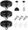 Lampada a Piastra a Gancio, 3 Pcs Lampadario Vintage a Piastra a Soffitto Usato per Lampadari Cestini di Fiori, Accessori Gancio Lampadario Dotato di una Vite Corrispondente per Supportare 10kg (Nero)