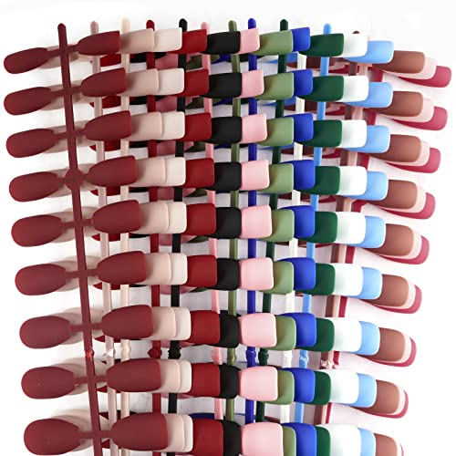 FLOFIA 336 Stk Künstliche Nägel Ballerina Kurz Fingernägel Matt Falsche Nagel zum Aufkleben Vollabdeckung Kunstnägel Set DIY Press on Nail Art Nagelspitzen Einfarbig 14 Farben