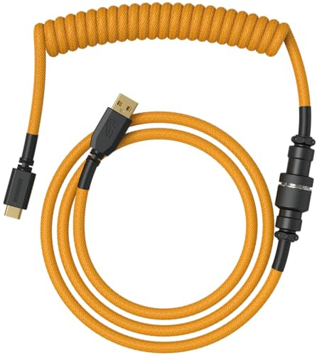 Glorious Gaming Premium Coiled Keyboard Cable - Vergoldetes USB-A (PC) auf USB-C (Tastatur), Schutz vor Kabelsalat, doppelt geflochtene Ummantelung, 5-poliger Aviator-Stecker Gold