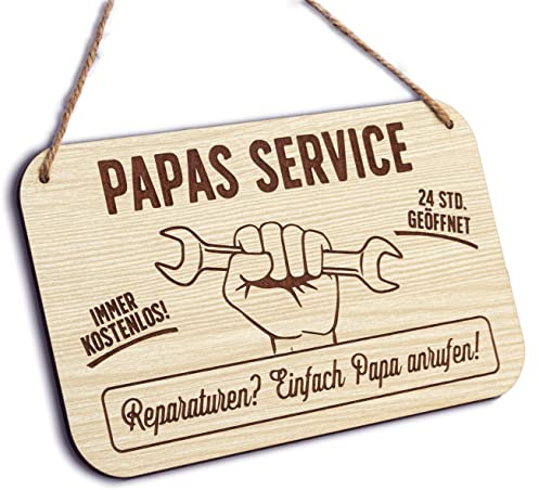 Glitzkind Holzschild Papas Service | Papa Geschenk Geburtstag Geschenke für Männer | Geburtstagsgeschenk für Papa |Bester Papa Don Papa Daddy | Witzige Lustige Geschenkideen Garten Heimwerker Vater