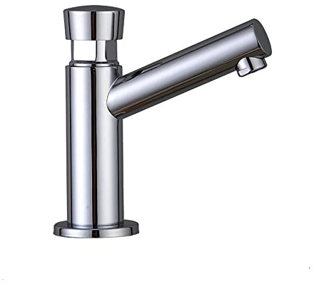 Einloch-Wasserhahn für Badezimmer, Waschbecken, Wassersparend, automatisches Schließen, öffentliche Toilette, Armaturen für Außenbereich, Garten, Klauenfuß, Wanne, Wohnmobil, poliertes Chrom