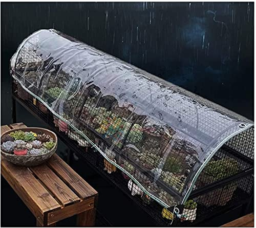 ZHANGQINGXIU Clear Glass Tarpaulin, Tent Tarps Reinforced Eyelets Outdoor Balcony Plant Protection Rainproof Anti-UV Anti-Freeze Thicken, 0.5mm PVC, 24 Sizes (Color : Clear, Size : 2x4m)