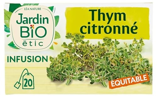 Jardin Bio Étic - Infusion Thym Citronné Bio - 20 sachets de 30g pour une alimentation bio saine et savoureuse - Lot De 3 - Vendu Par Lot