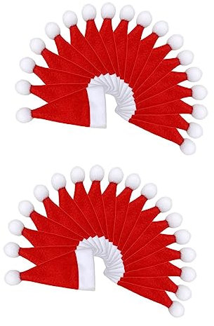 Abaodam 36 Stück Kleine Weihnachtsmützen Weihnachtsbestecktaschen Mini-Weihnachtsmützen Mini-Mützen Adornos Para Mesa De Weihnachtsdekoration -Förmige Taschen