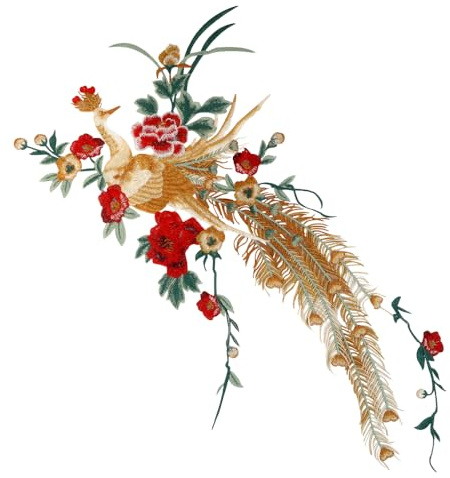 Stor påfågel applikation blomma broderi lappar motiv dekorativa kläder motiv plåster sy på lappar