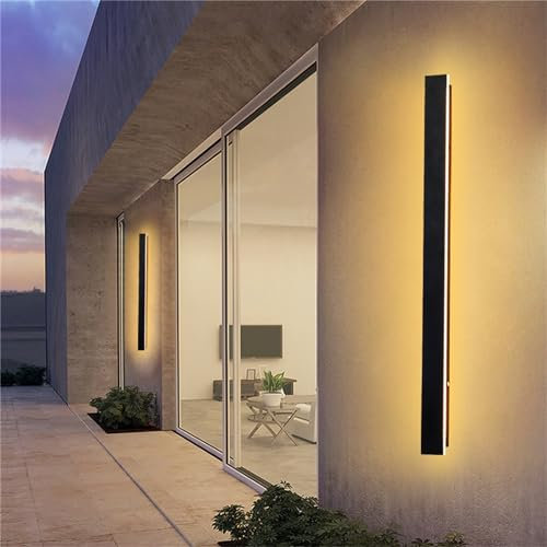 Dimmbar Außen Garten Wandleuchte mit Fernbedienung Wandlampe LED Lange Lampen Wasserdicht IP65 Wandbeleuchtung Innen Außenwandleuchte Aluminium Außenlamp Für Terrasse Veranda (Warmes Licht,30cm 18W)
