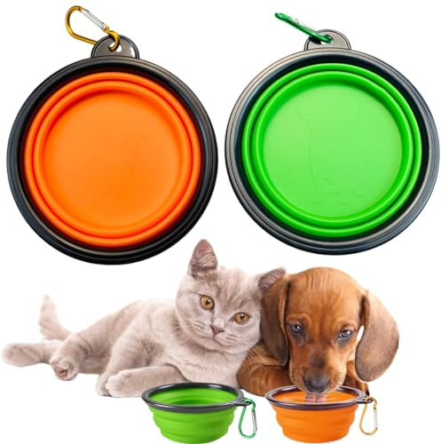 KXUSW Gamelle Pliable pour Chien 2 Pièces-Gamelle Retractable Chien-Gamelle Eau Chien 650ml-Gamelle pour Chien-Fabriqué en Silicone-Convient pour Nourrir Les Chats et Les Chiens