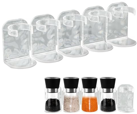 letuxaamz Gewürzregal Ohne Bohren Küchenschrank Gewürzhalter - Selbstklebend Gewürz Halterung für Gewürzgläser, Schrankeinsatz, Organizer Küche, Wand, Schranktür, Wohnmobil, Camping-2 Stück zu 10