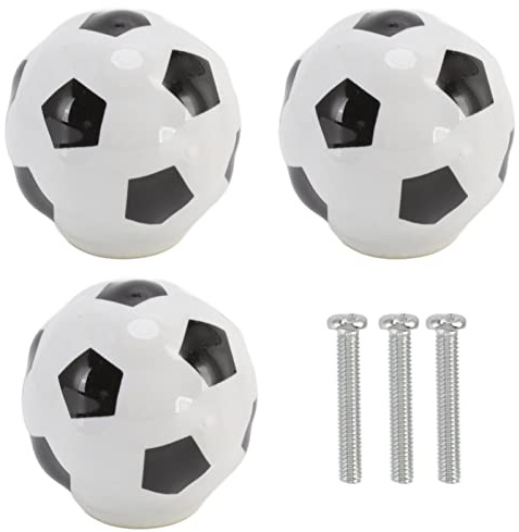 VIFERR Fußball Schrankknöpfe, 3 Stück Fußball-Möbelknöpfe Kommode Knöpfe Schubladenknöpfe Einzelloch Schrankgriffe mit Schraubenfür Schrank Schublade