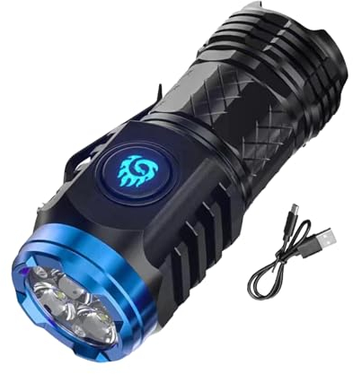 Lesunbak Torcia Elettrica Ad Alti Lumen | Potente Torcia A LED A 5 modalità con Lumen Elevati, Torcia Tascabile da Campeggio con Mostro A Tre Occhi, per Emergenza da Campeggio Domestica All'aperto