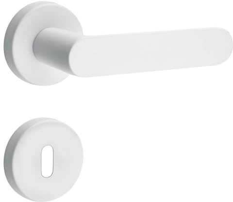 Gedotec Drückergarnitur Aluminium | 1 Set | Türbeschlag Weiß Matt | WC - Badezimmer | SHAPE | Türbeschlag inkl. Befestigungsmaterial | Türdrückergarnitur rostfrei | Türklinke Zimmertüren | Türgriff