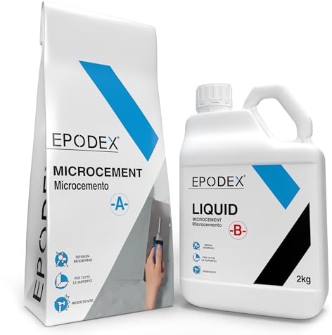 EPODEX Mikrozement Set für Wände - Traffic White | Strukturputz & Designspachtel für Bad, Küche & mehr, Inkl. Spachtelmasse & Harz, Innen/Außen, 7m² für 2 Anstriche