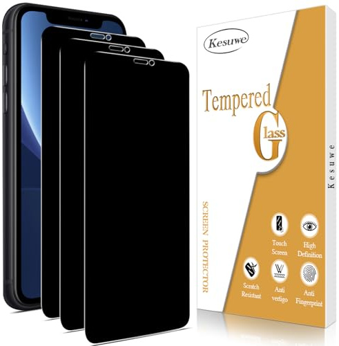 Kesuwe [3 Stück] Sichtschutz Schutzfolie für iPhone 11 Pro/XS/X, Anti-Spy Schutzglas, 9H Härte, Anti-Kratzen, Anti-Peeping, 9H Härte, Bläschenfrei, Stoßfest