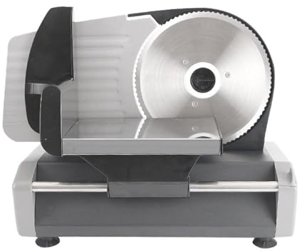 PAHION Aufschnittmaschinen Elektrisch Wurstschneidemaschine Rind Hammel Roll Fleisch Käse Feinkost Brotschneidemaschine Rostfreier Stahl 0-15 Mm Einstellbare Schnittstärke Ø 190 Mm Messergröße 180 W