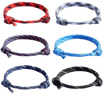 AORHOFJ Surfer-Armband Set für Herren & Damen • 6x Segeltau handgemacht • minimalistisches Maritimes Design • 100% Wasserfest & verstellbar