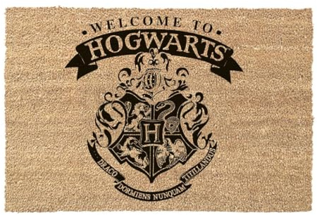 Harry Potter Fußmatte (Hogwarts-Wappen-Design), 40 cm x 60 cm, Kokosfaser-Fußmatte, Türmatte, Außen- und Innentürmatte – offizielles Lizenzprodukt