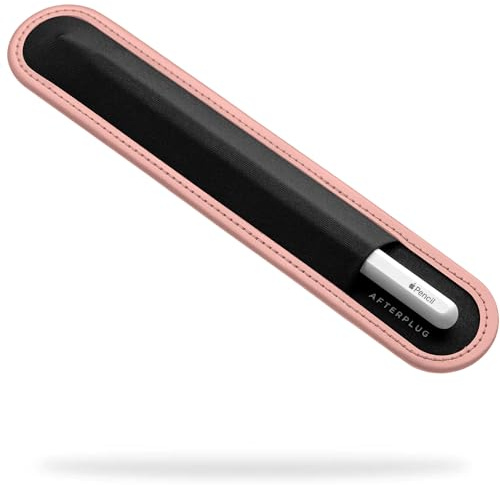 Afterplug Stylus Holder for Apple Pencil 1st & 2nd, USB-C, Pro, and Slim Stylus – Rip-Resistant Elastic Sleeve, Microfiber Base, and 3M Adhesive for Attaching to iPad & Tablet Cases, Coral Pink
