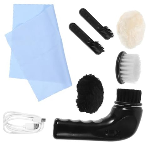 LIFKOME Spazzola Lucidatrice Per Scarpe Elettrica Kit Di Pulizia Spazzole Bianche E Nere Panno E Cavo Usb Compatto E Pratico