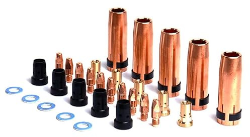 WELDCUT Verschleißteile Set MB-501 30 Stück Ersatzteile für MB501- Schweißbrenner Gewinde M8 MIG/MAG Stromdüse Gasdüse Diffuzor Düsenstock Schweißzubehör Nachbau Qualität Auswahl