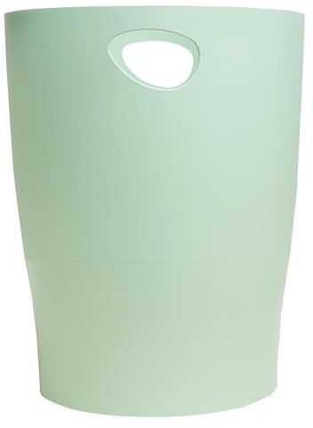 Exacompta - Ref 45380D - 1 Waste Paper Bin with Handles ECOBIN Autentik - Large Capacity 15 L - Dimensions 26.3 x 26.3 x 33.5 cm - Office or Home - Sage Green