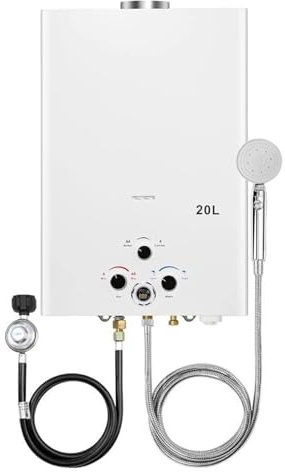 Scaldabagno istantaneo, Riscaldatore Di Acqua Senza Serbatoio 5.26GPM 20L Riscaldatore Di Acqua GasHot Portatile Esterno Istantaneo Riscaldatore Di Acqua A Propano Con Display Digitale per Cucina Bagn